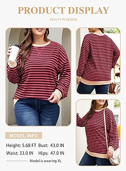 Amazon.com: Eytino Women's Plus Size Pullover Tops Crewneck